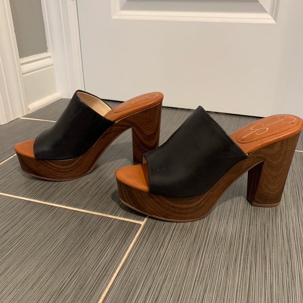 Jessica Simpson slip-on platform heels.